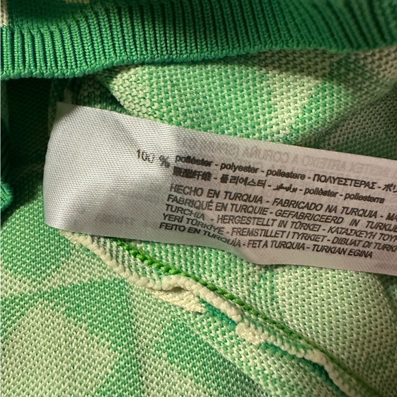 Zara Green Cream Geometric Button Front Cardigan Sweater Cropped Fitted - Picture 11 of 12